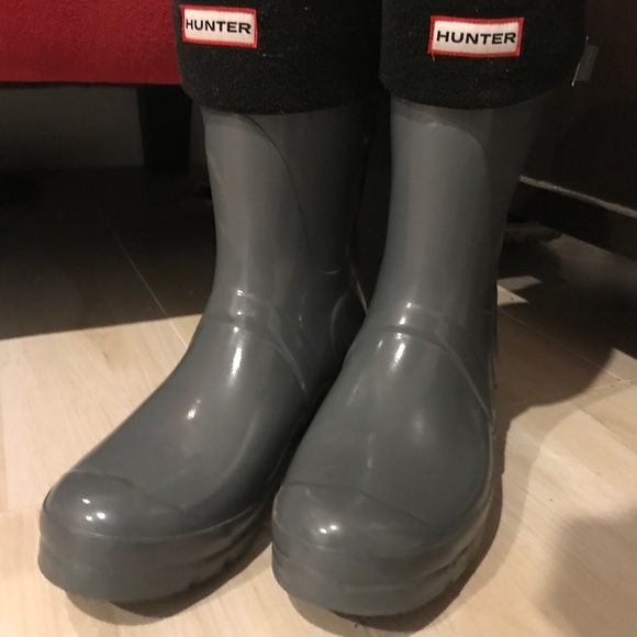 Grey Hunter Rain Boots with Black Lining - Picture 1 of 2